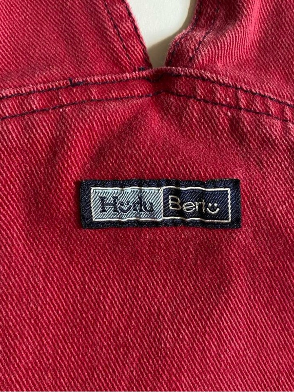 Vintage kids deep red denim butterfly overalls - Picture 6 of 8